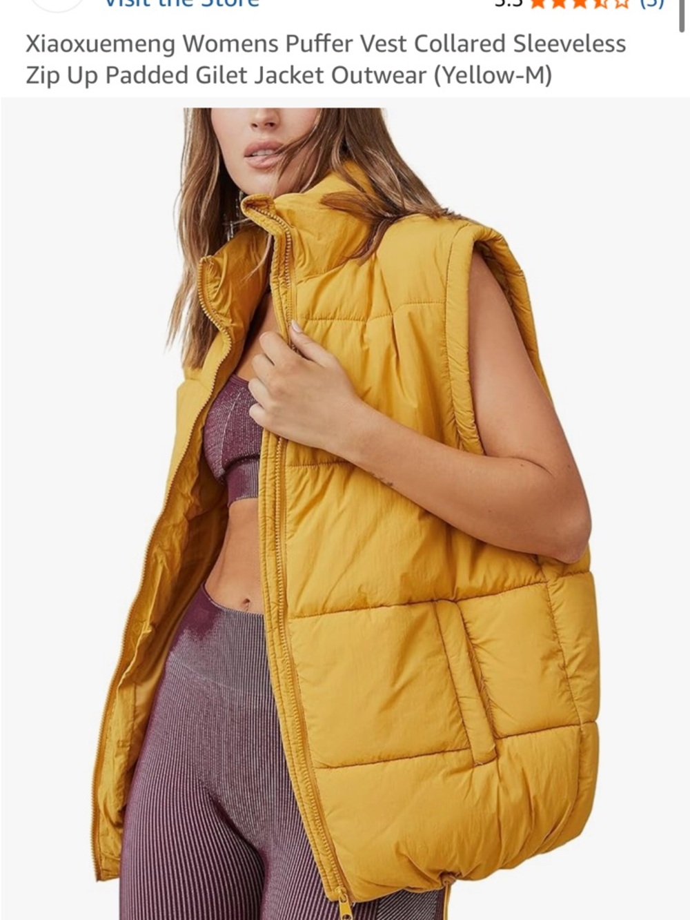 Sleeveless Puffer Vest in Mustard Yellow